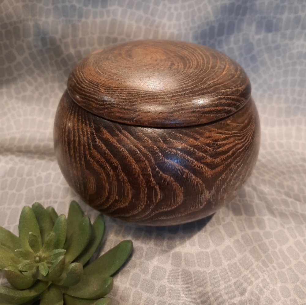 Vintage Chestnut Japanese Igo Game Stone Bowl Storage Box